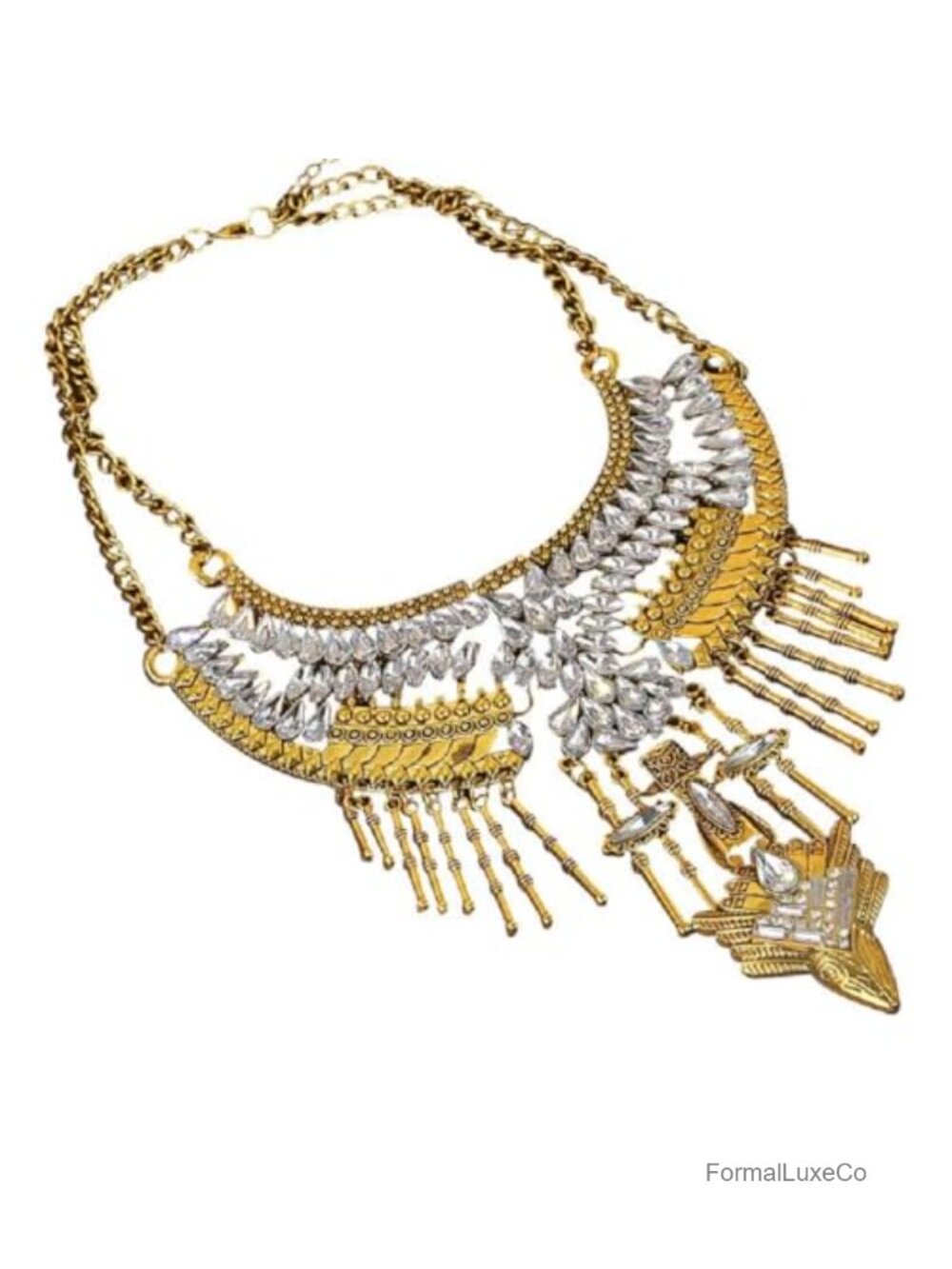 Chunky Rhinestone Collar Necklace Long Chain Clavicle Jewelry Cubi